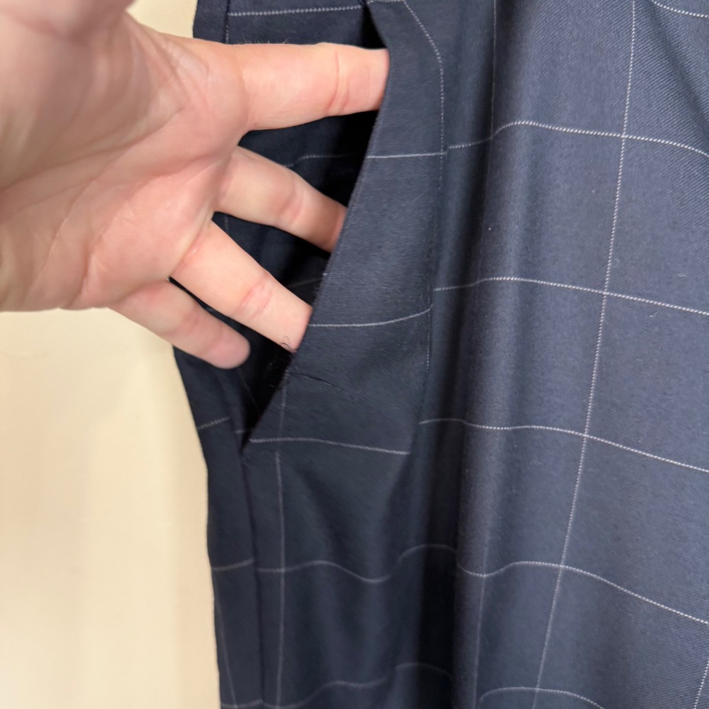 Banana Republic Avery Navy Windowpane Plaid Dress Pants Size 14 Office - Picture 5 of 8